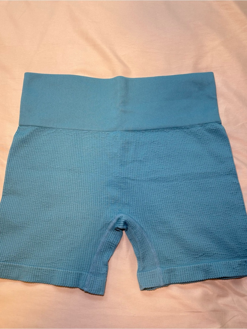 Colsie Light Blue High-Waist Ribbed Bike Shorts